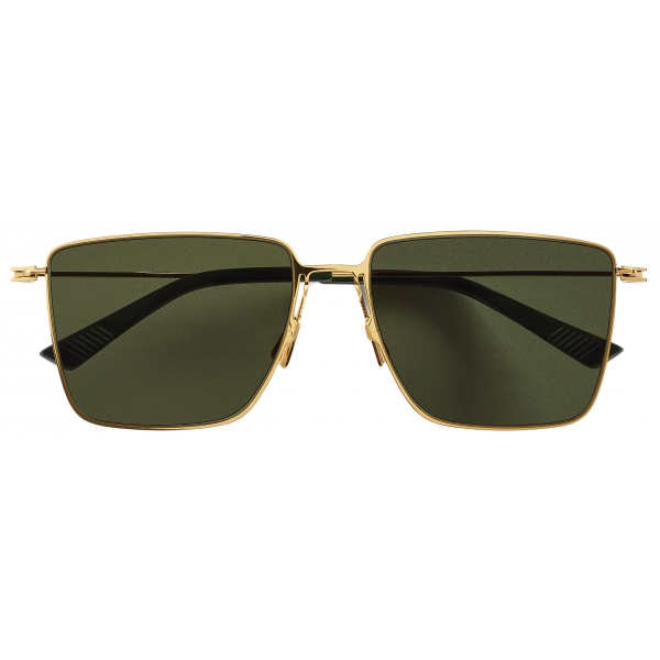 Bottega Veneta - Occhiali da Sole Ultrathin Rettangolari in Metallo - Oro Verde - Occhiali da Sole - Bottega Veneta Eyewear