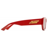 Bottega Veneta - Bolt Recycled Acetate Rectangular Sunglasses - Orange Brown - Sunglasses - Bottega Veneta Eyewear