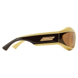 Bottega Veneta - Cangi Wraparound Injected Acetate Sunglasses - Yellow Bronze - Sunglasses - Bottega Veneta Eyewear