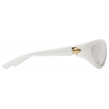 Bottega Veneta - Curve Sporty Cat Eye Injected Acetate Sunglasses - White Silver - Sunglasses - Bottega Veneta Eyewear