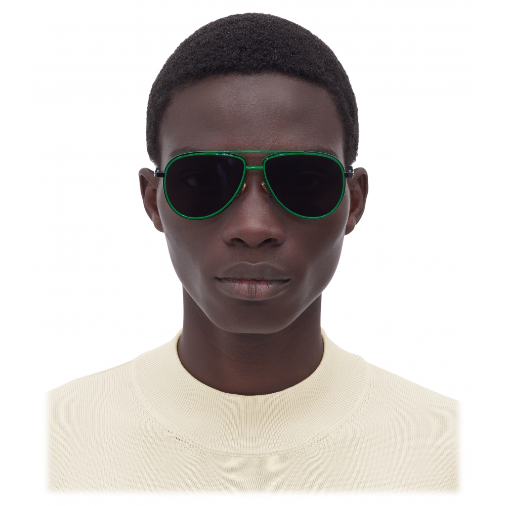 Bottega Veneta - Rim Aviator Sunglasses - Green Grey - Sunglasses ...