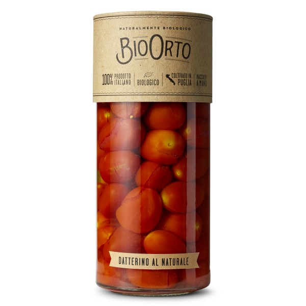 BioOrto - Bio Datterino Tomatoes "Al Naturale" - Organic Preserved Foods - 580 ml
