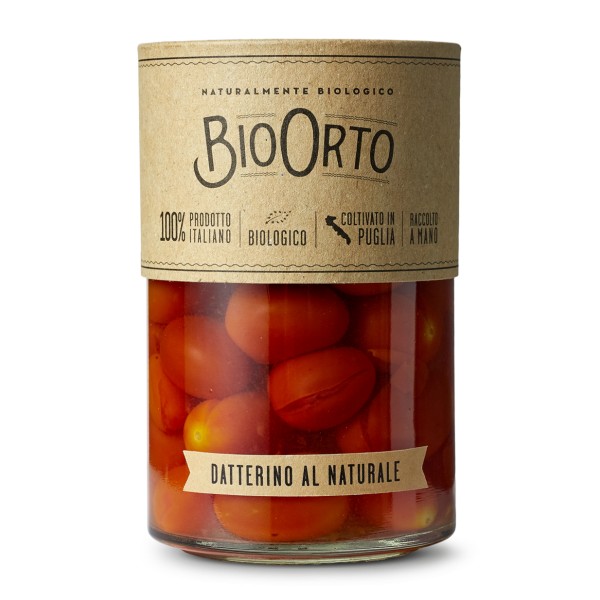 BioOrto - Bio Datterino Tomatoes "Al Naturale" - Organic Preserved Foods - 370 ml