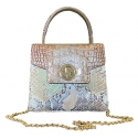 Suèi - Bag of Medium Size of Python & Crocodile Leather - Beige - Handmade in Italy - Luxury Exclusive Collection