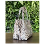 Suèi - Bag of Medium Size of Python Leather - Rose - Handmade in Italy - Luxury Exclusive Collection