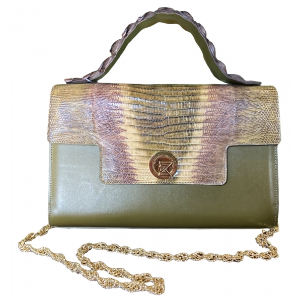 Suèi - Bag of Medium Size of Python, Lizard & Crocodile Leather - Green  Water - Handmade in Italy - Luxury Exclusive Collection - Avvenice