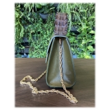 Suèi - Bag of Medium Size of Python, Lizard & Crocodile Leather - Green Water - Handmade in Italy - Luxury Exclusive Collection