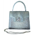 Suèi - Bag of Mini Size of Printed Crocodile Leather - Black - Handmade in Italy - Luxury Exclusive Collection