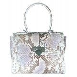 Suèi - Bag of Small Size of Python Leather - Rose - Handmade in Italy - Luxury Exclusive Collection