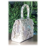 Suèi - Bag of Small Size of Python Leather - Rose - Handmade in Italy - Luxury Exclusive Collection