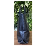 Suèi - Bag of Shopper Size of Python & Crocodile Leather - Black - Handmade in Italy - Luxury Exclusive Collection