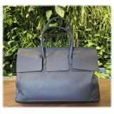 Suèi - Bag of Calf Leather - Blue Navy - Handmade in Italy - Luxury Exclusive Collection