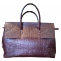 Suèi - Borsa in Stampa Pelle di Coccodrillo - Vine - Handmade in Italy - Luxury Exclusive Collection