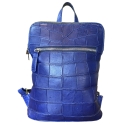 Suèi - Backpack of Crocodile Leather - Blue - Handmade in Italy - Luxury Exclusive Collection