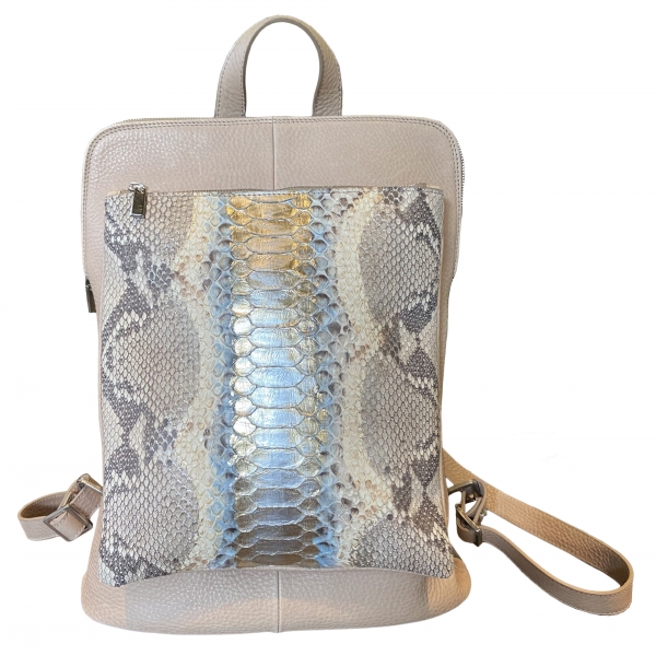 Suèi - Backpack in Python and Calf Leather - Rose Pale - Handmade in Italy - Luxury Exclusive Collection