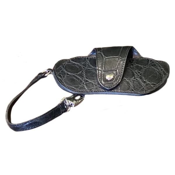 Suèi - Sunglasses Holder of Crocodile Leather - Black - Handmade in Italy - Luxury Exclusive Collection