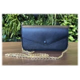 Suèi - Wallet of Calf Leather - Black - Handmade in Italy - Luxury Exclusive Collection