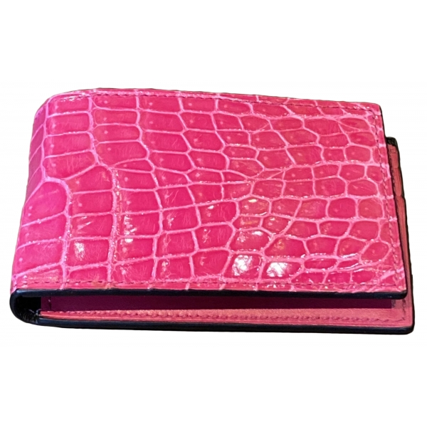 Suèi - Wallet of Crocodile Leather - Fuxia - Handmade in Italy - Luxury Exclusive Collection