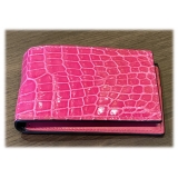 Suèi - Wallet of Crocodile Leather - Fuxia - Handmade in Italy - Luxury Exclusive Collection