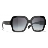 Chanel - Occhiali da Sole Quadrati - Nero Grigio Sfumate - Chanel Eyewear