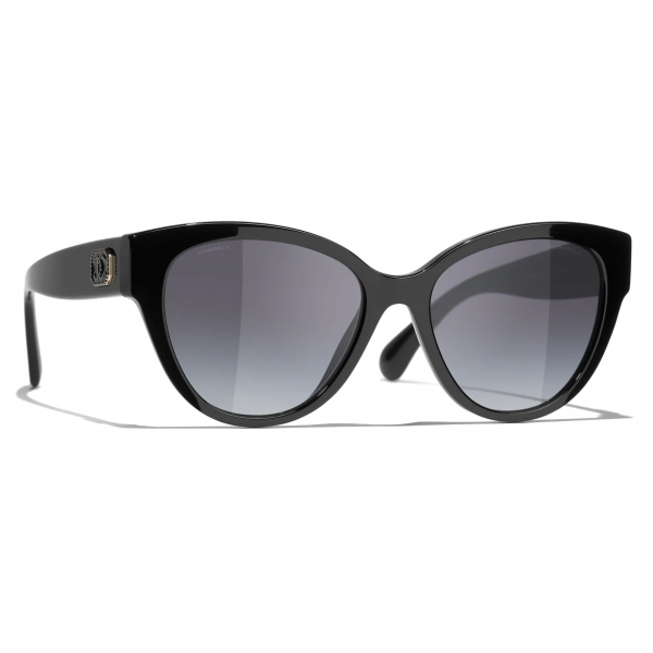 Chanel - Occhiali da Sole a Farfalla - Nero Grigio Sfumate - Chanel Eyewear