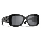 Chanel - Occhiali da Sole Rettangolari - Nero Grigio Polarizzate - Chanel Eyewear