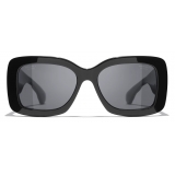 Chanel - Occhiali da Sole Rettangolari - Nero Grigio Polarizzate - Chanel Eyewear