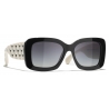 Chanel - Occhiali da Sole Rettangolari - Bianco Nero Grigio Sfumate - Chanel Eyewear