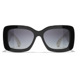 Chanel - Rectangular Sunglasses - Black White Gray Gradient - Chanel Eyewear