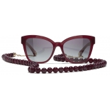 Chanel - Square Sunglasses - Burgundy Gold Gray Gradient - Chanel Eyewear