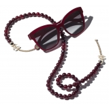 Chanel - Square Sunglasses - Burgundy Gold Gray Gradient - Chanel Eyewear