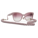 Chanel - Occhiali da Sole Quadrati - Rosa Oro Rosa Sfumate - Chanel Eyewear