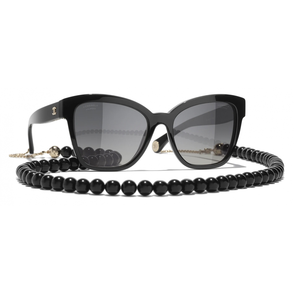 Chanel - Square Sunglasses - Black Gold Gray Polarized - Chanel Eyewear -  Avvenice