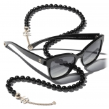 Chanel - Occhiali da Sole Quadrati - Nero Oro Grigio Polarizzate - Chanel Eyewear