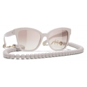 Chanel - Occhiali da Sole Quadrati - Beige Oro Marrone Sfumate - Chanel Eyewear