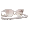 Chanel - Occhiali da Sole Quadrati - Beige Oro Marrone Sfumate - Chanel Eyewear