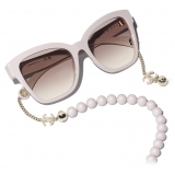 Chanel - Occhiali da Sole Quadrati - Beige Oro Marrone Sfumate - Chanel Eyewear
