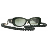 Chanel - Rectangular Sunglasses - Dark Green Gold - Chanel Eyewear