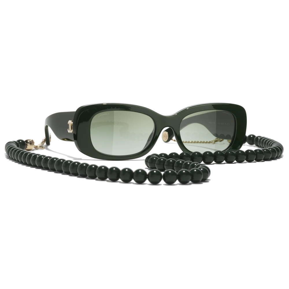Chanel - Rectangular Sunglasses - Dark Green Gold - Chanel Eyewear -  Avvenice