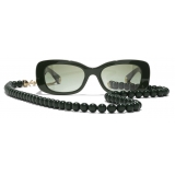 Chanel - Occhiali da Sole Rettangolari - Verde Scuro Oro - Chanel Eyewear