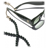 Chanel - Occhiali da Sole Rettangolari - Verde Scuro Oro - Chanel Eyewear