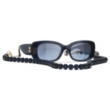 Chanel - Occhiali da Sole Rettangolari - Blu Scuro Oro - Chanel Eyewear