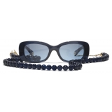 Chanel - Rectangular Sunglasses - Dark Blue Gold - Chanel Eyewear