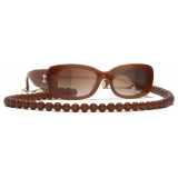 Chanel - Rectangular Sunglasses - Brown Gold - Chanel Eyewear