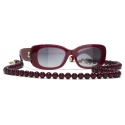 Chanel - Rectangular Sunglasses - Burgundy Gold Gray Gradient - Chanel Eyewear