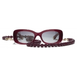 Chanel - Rectangular Sunglasses - Burgundy Gold Gray Gradient - Chanel Eyewear