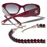Chanel - Rectangular Sunglasses - Burgundy Gold Gray Gradient - Chanel Eyewear