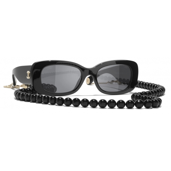 Chanel - Rectangular Sunglasses - Black Gold Gray Polarized - Chanel Eyewear