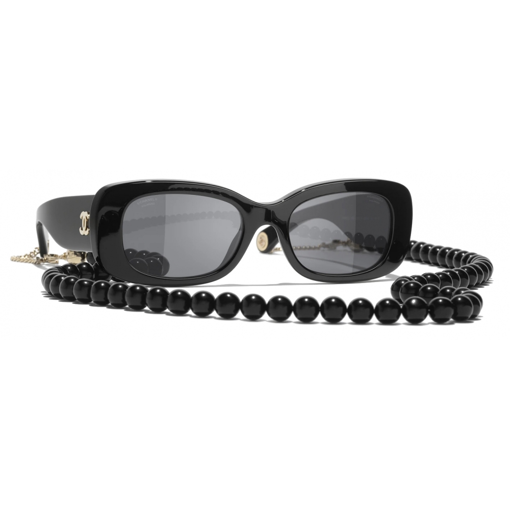 Chanel - Rectangular Sunglasses - Black Gold Gray Polarized - Chanel Eyewear  - Avvenice
