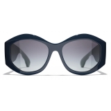 Chanel - Oval Sunglasses - Blue Green Gray - Chanel Eyewear